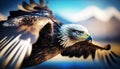 On the Wings of Freedom: A Majestic Eagle Soaring Through Majestic Mountain Ranges . Generative AI Royalty Free Stock Photo