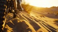 Dune Rider's Serenade: Motorcycle Silhouette at Sunset