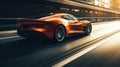 A sleek sports car speeding down the highway with the wind in its hair created with Generative AI