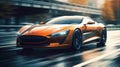 A sleek sports car speeding down the highway with the wind in its hair created with Generative AI