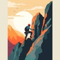 Minimalist Artwork of Rock Climbing with Adrenaline and Ambition