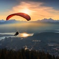 Skydiver Soaring over Lush Rainforests of Vancouver