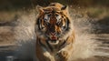 Tiger Running In Ultra Hd With Canon Eos R3 Royalty Free Stock Photo