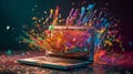 Vibrant Computer Explosions: A Sony A9 Photoshoot Royalty Free Stock Photo