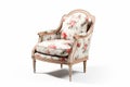 Timeless Elegance: Louis XVI Armchair with Floral Upholstery on White Background