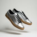 Galactic Glimmer: Sleek Silver Sneakers Generative AI Royalty Free Stock Photo