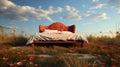 Serenity Bloom: King-Sized Bed Nestled in Meadow of Wildflowers