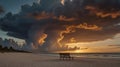 Serene Sunset over Cuban Beach with Dramatic Clouds Royalty Free Stock Photo