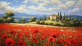 A Serene Morning In Provence\'s Poppy Field Royalty Free Stock Photo