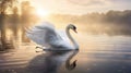 Graceful Swan Gliding on Calm Waters A Moment of Serene Elegance. Generative Ai