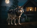 Midnight Serenade: Wolf Silhouette in the Radiance of the Full Moon