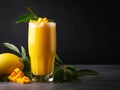 Experience the Tropical Delight: Mango Smoothie Magic on a Modern Gray Canvas