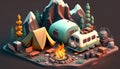 Camping 3D - Take in the breathtaking seascape from your island camping spot - ai generated
