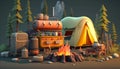 Camping 3D - Take in the breathtaking seascape from your island camping spot - ai generated