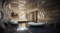 Luxurious Futuristic Interior: Cream & Gray with Stunning Digital Art and 8K Shiny Walls