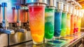 Indulge in Refreshing Frozen Treats Our Vibrant Slushy Machine Dispenses Delicious Summer Beverages Royalty Free Stock Photo