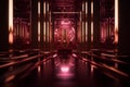Symmetric Luxury: Award-Winning Design in Rose Gold and Deep Maroon Red with Neon Lights and Shiny Walls
