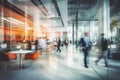 Urban Hustle: Blurred Silhouettes of People in Motion Indoors - office, school, university, shopping mall or public place Royalty Free Stock Photo