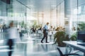 Urban Hustle: Blurred Silhouettes of People in Motion Indoors - office, school, university, shopping mall or public place Royalty Free Stock Photo