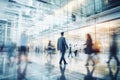 Urban Hustle: Blurred Silhouettes of People in Motion Indoors - office, school, university, shopping mall or public place Royalty Free Stock Photo