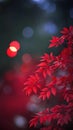 Red flower and plant with blurred bokeh background ai generated