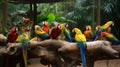 A stunning display of parrots in their natural habitat created with Generative AI