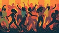 The frenzied and high-energy movements of a dance party with people of all ages and backgrounds moving created with Generative AI