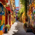 Vibrant Magical Alleyway in Madrid