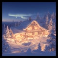 Snowy Cabin Haven - Cozy Winter Escape Royalty Free Stock Photo