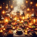 Golden Glow of Eid al-Adha: A Heartwarming Festive Gathering Royalty Free Stock Photo
