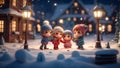 Winter Whirlwind: Anime Fun in Snowball Storm. AI generate Royalty Free Stock Photo