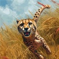 African Thrill. Dynamic Cheetah Vector Illustration