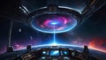 galactic wonders: a voyage on a vibrant spacecraft. ai generated