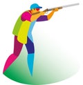 Experienced athlete engaged in clay pigeon shooting on a shootin