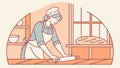 Experienced Baker Rolling Dough in a Cozy Bakery, vector design Generative AI Royalty Free Stock Photo