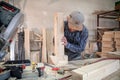 Experienced carpenter work with wooden Royalty Free Stock Photo