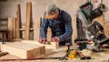 Experienced carpenter work with wooden Royalty Free Stock Photo