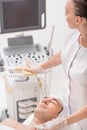 Experienced cosmetologist undergoing electroporation treatment
