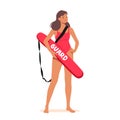 Experienced Female Lifeguard Character Ensuring Safety, Vigilance, Rescue Readiness At The Pool Or Beach