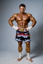 An experienced fighter kickboxer. Royalty Free Stock Photo