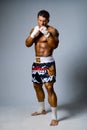 An experienced fighter kickboxer ready for a fight Royalty Free Stock Photo
