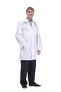 experienced male doctor with a stethoscope. isolated on a white background. Royalty Free Stock Photo