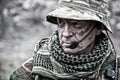 Experienced military army soldier commander close-up portrait