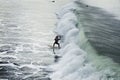 experienced surfer in the waves between Venice Beach and Santa M Royalty Free Stock Photo