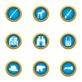 Experienced survivalist icons set, flat style Royalty Free Stock Photo