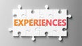 Experiences complex like a puzzle - pictured as word Experiences on a puzzle pieces to show that Experiences can be difficult and