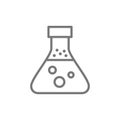 Experiment flask, chemical test tube line icon.
