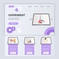 Experiment flat landing page website template. Problem solving, adaptive teaching, edication app. Web banner with header