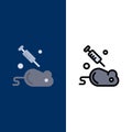Experiment, Laboratory, Mouse, Science  Icons. Flat and Line Filled Icon Set Vector Blue Background Royalty Free Stock Photo