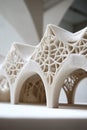 Experimental 3D printed cultural center with complex geometric architectural elements